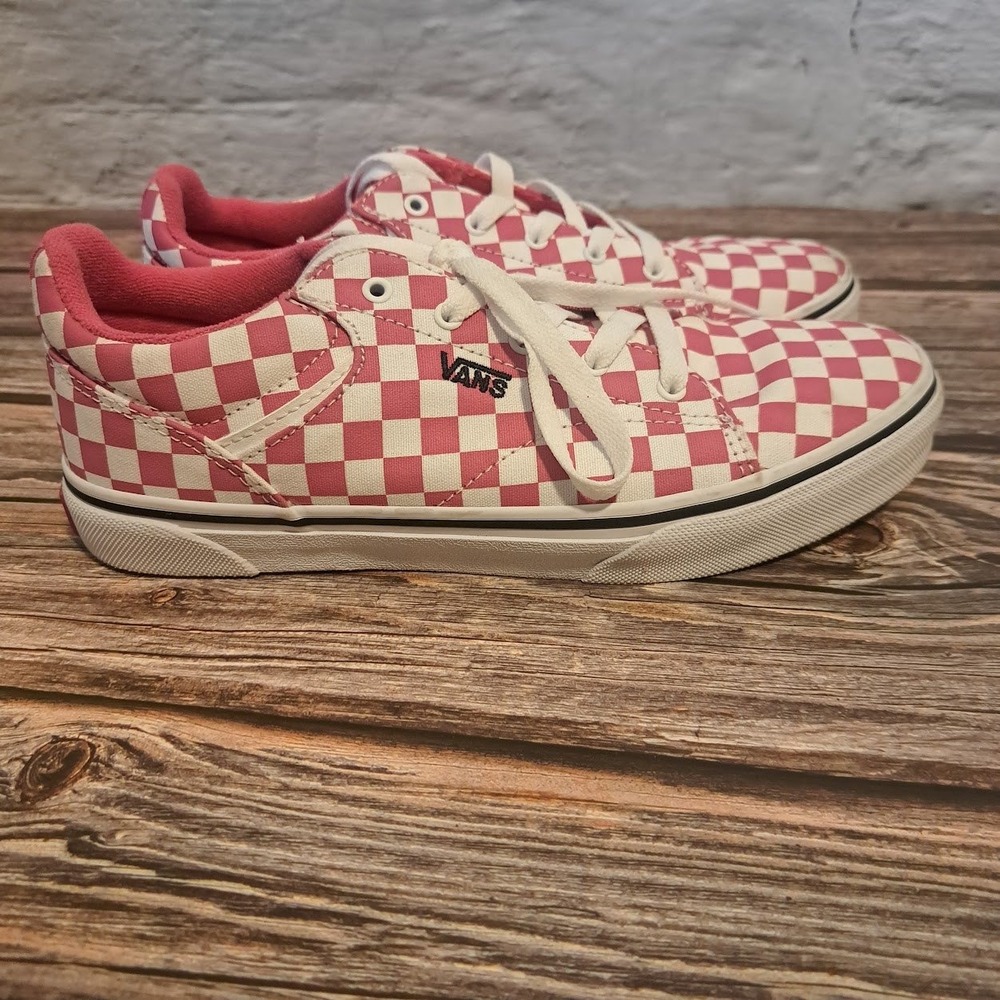 Vans Ward Low Top Pink Checkerboard Canvas Skate Shoes Womens 6 500714